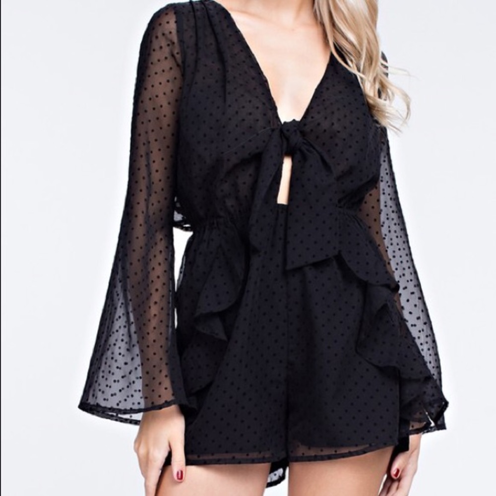 Polka dot sheer romper